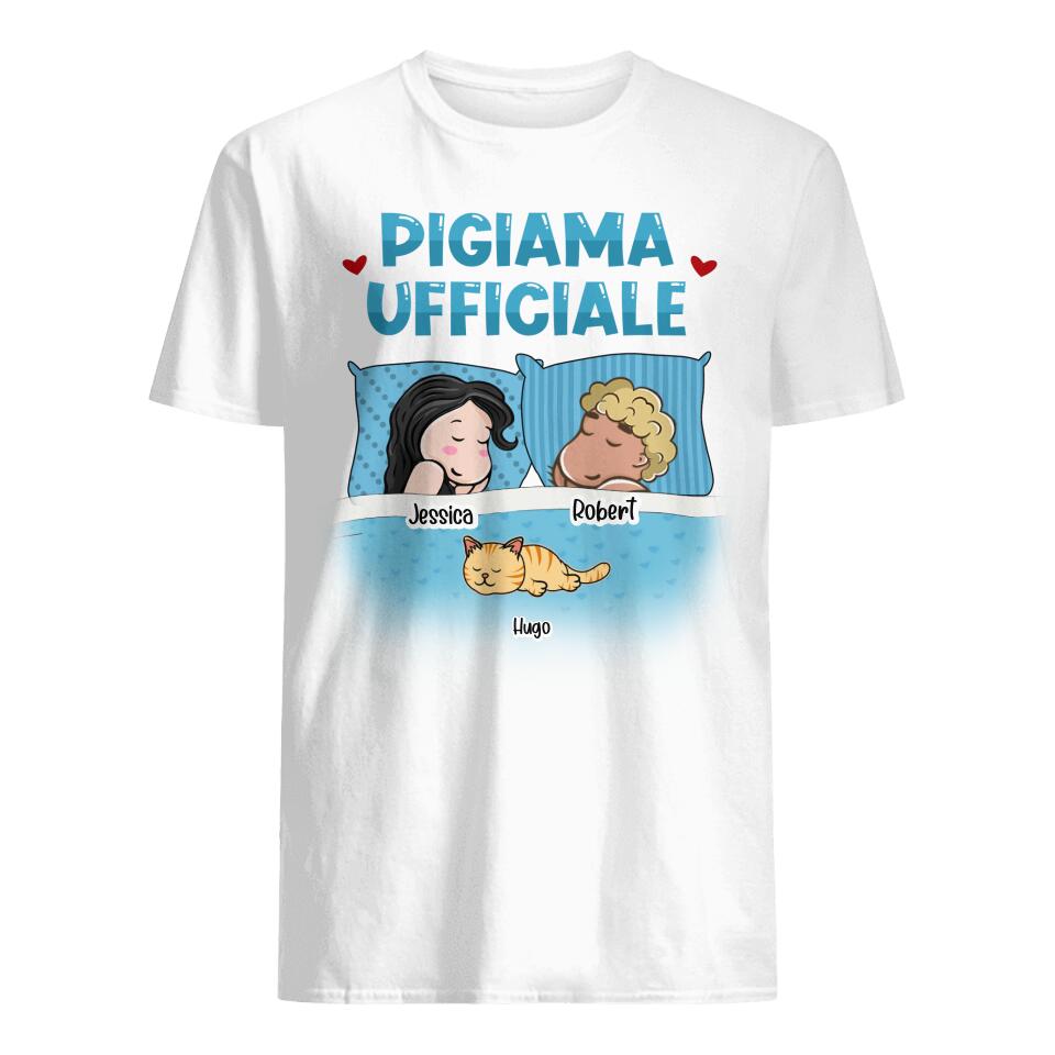 Pigiama Ufficiale Couple, Personalizzabile T-shirt Unisex Per Gli Amanti Dei Gatti E Cani