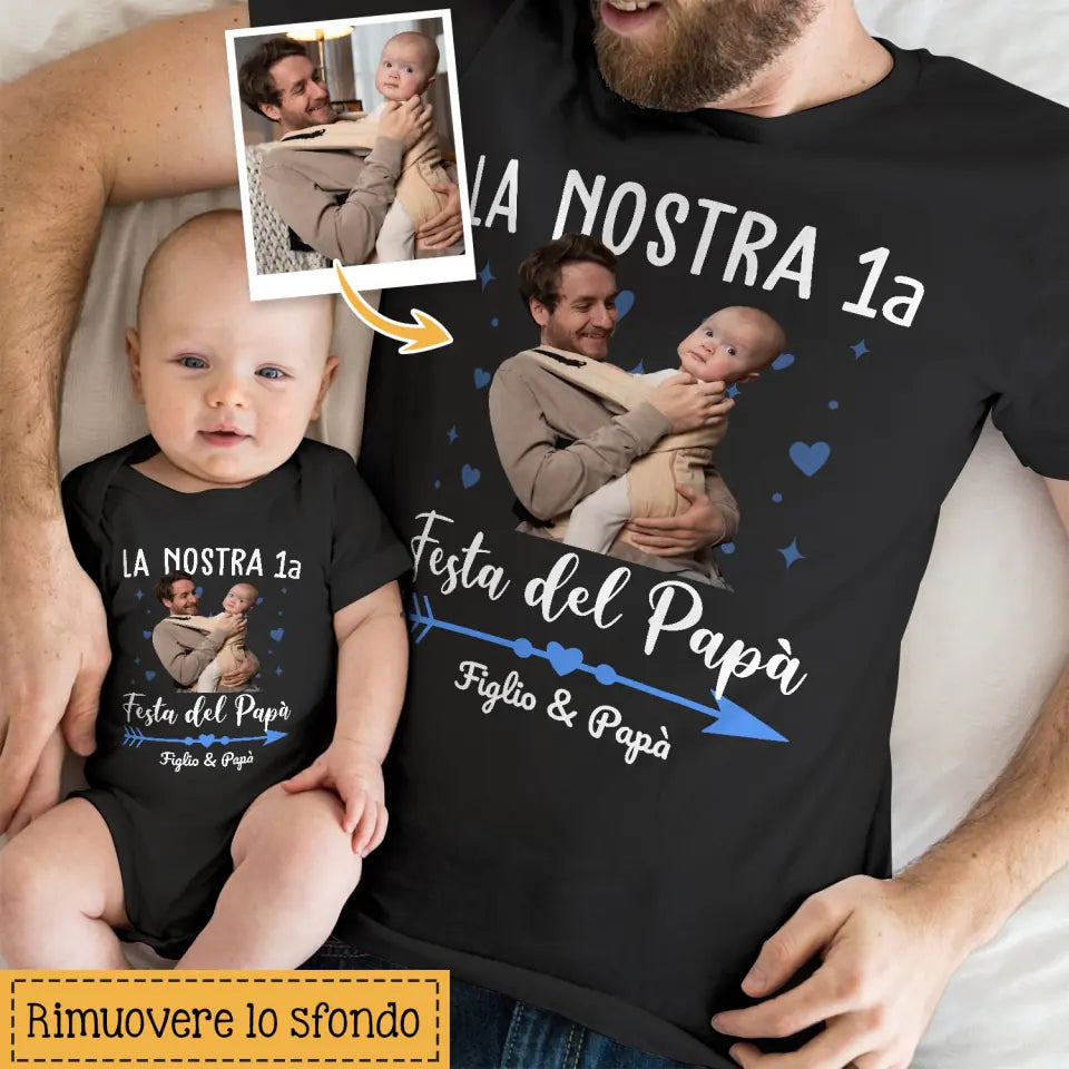 Maglietta personalizzata per Papà | La nostra 1a Festa del Papà y Bambino