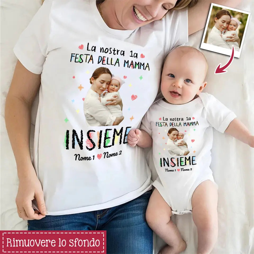 Maglietta personalizzata per Mamma | La nostra 1a Festa della Mamma insieme foto