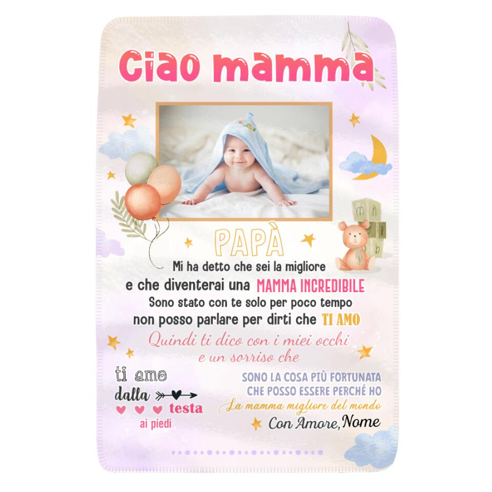 Ciao mamma, Personalizzabile Coperta In Pile Per La Mamma