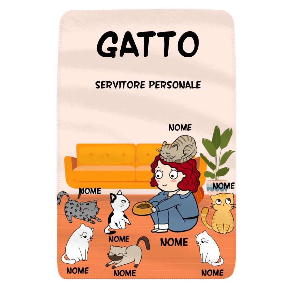 Gatto Servitore Personale, Personalizzabile Coperta In Pile Regalo Per Amanti Dei Gatti