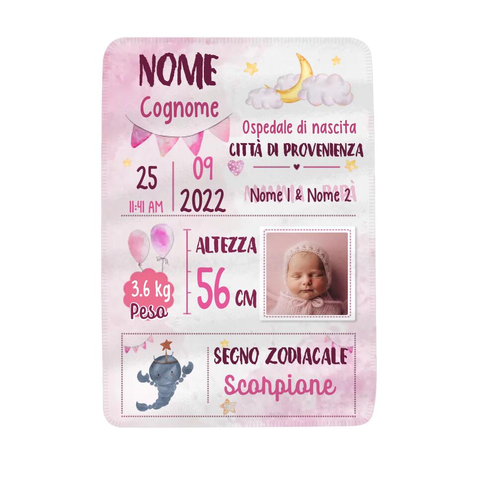 Coperta neonato personalizzata per il bambino | Regalo personalizzato per il bambino | bambino zodiacale