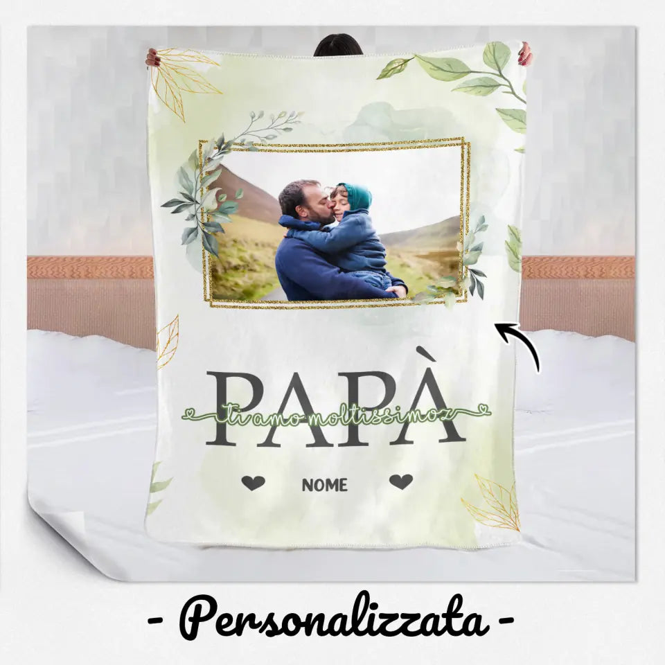 Coperta neonato personalizzata per Papà | Regalo personalizzato per Padre | Papà Ti amo moltissimoz