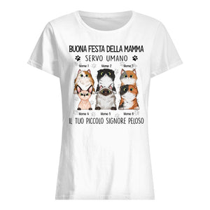 Sirviente humano Tu pequeño señor peludo, camiseta personalizable para mamá