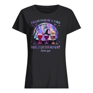 Hago desaparecer el vino ¿Cuál es tu magia?, Camiseta de Halloween personalizable