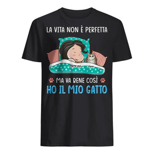 Camiseta personalizada para amantes de los gatos | Regalo personalizado para amantes de los gatos | La vida no es perfecta