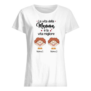 Camiseta personalizada para mamá | Regalo personalizado para madre | La vida de la madre/abuela es la mejor vida