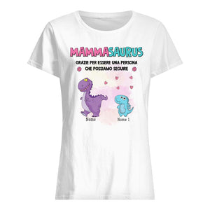 Maglietta personalizzata per Mamma | Regalo personalizzato per Mamma | Mammasaurus Grazie Per Essere Una Persona Che Possiamo Seguire