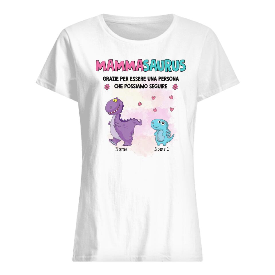 Camiseta personalizada para mamá | Regalo personalizado para mamá | Mammasaurus gracias por ser una persona a la que podemos seguir