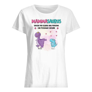 Camiseta personalizada para mamá | Regalo personalizado para mamá | Mammasaurus gracias por ser una persona a la que podemos seguir