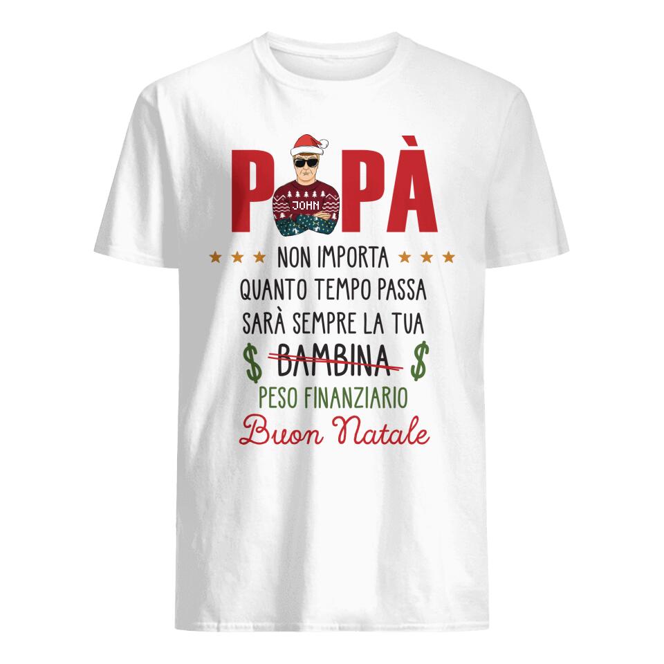 Camiseta personalizada para papá | Regalo personalizado para padre | Feliz Navidad Carga Financiera