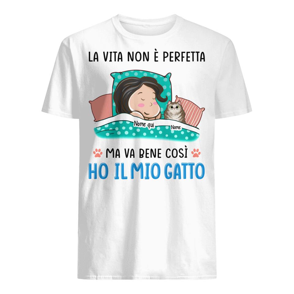 Maglietta personalizzata per Gli amanti dei gatti | Regalo personalizzato per Gli amanti dei gatti |La Vita Non È Perfetta Ho Il Gatto