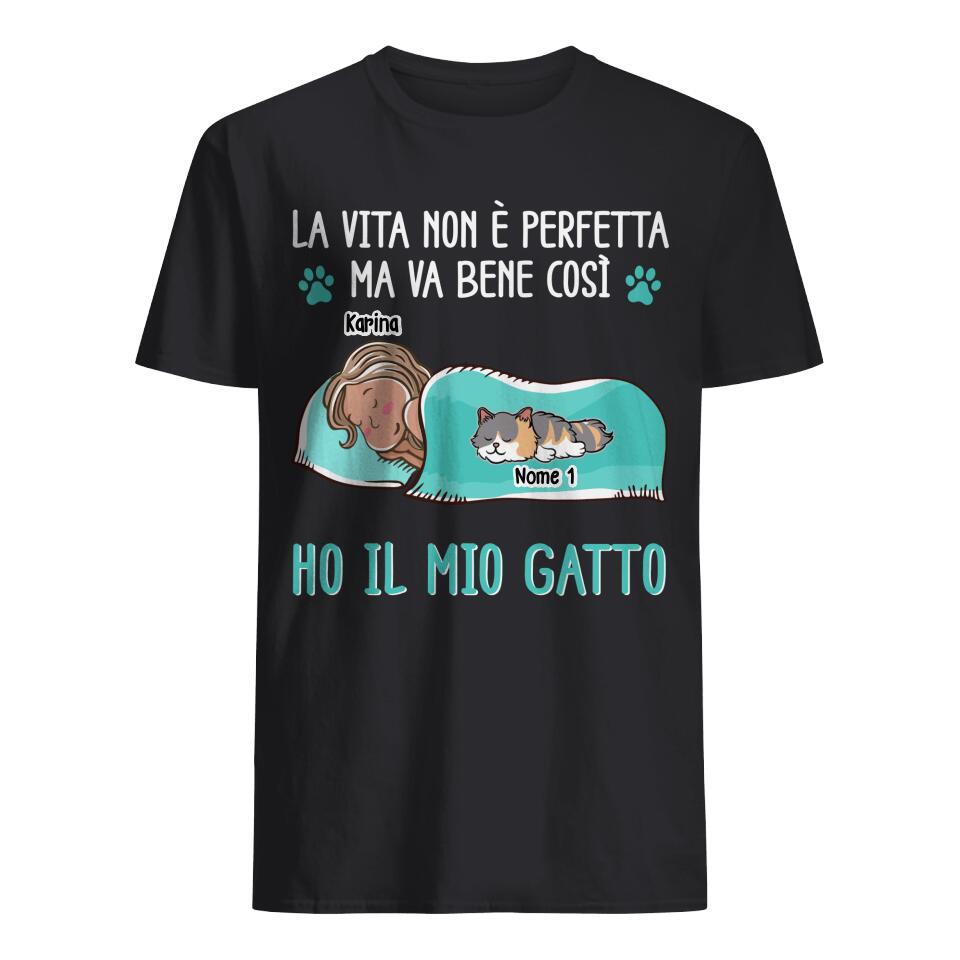 Maglietta personalizzata per Gli amanti dei gatti | Regalo personalizzato per Gli amanti dei gatti | La Vita Non È Perfetta