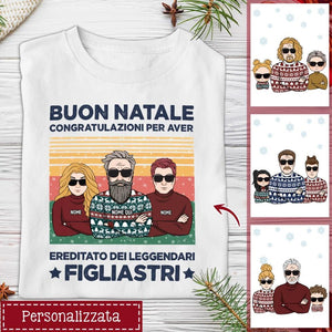 Maglietta personalizzata per Bonus Papà | Regalo personalizzato per Padre | Congratulazioni per aver ereditato dei leggendari figliastri