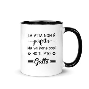 Taza personalizada para amantes de los gatos | Regalo personalizado para amantes de los gatos | La vida no es perfecta