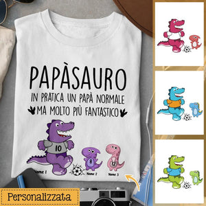 Camiseta personalizada para papá | Regalo personalizado para padre | futbolista papasaurio