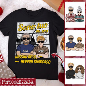 Maglietta personalizzata per marito/moglie | Regalo personalizzato per marito/moglie | Sono tuo. Nessun reso, nessun rimborso