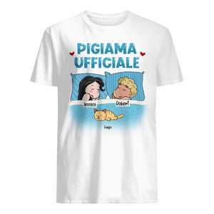 Pijama Oficial de Pareja, Camiseta Unisex Personalizable para Amantes de los Perros y Gatos