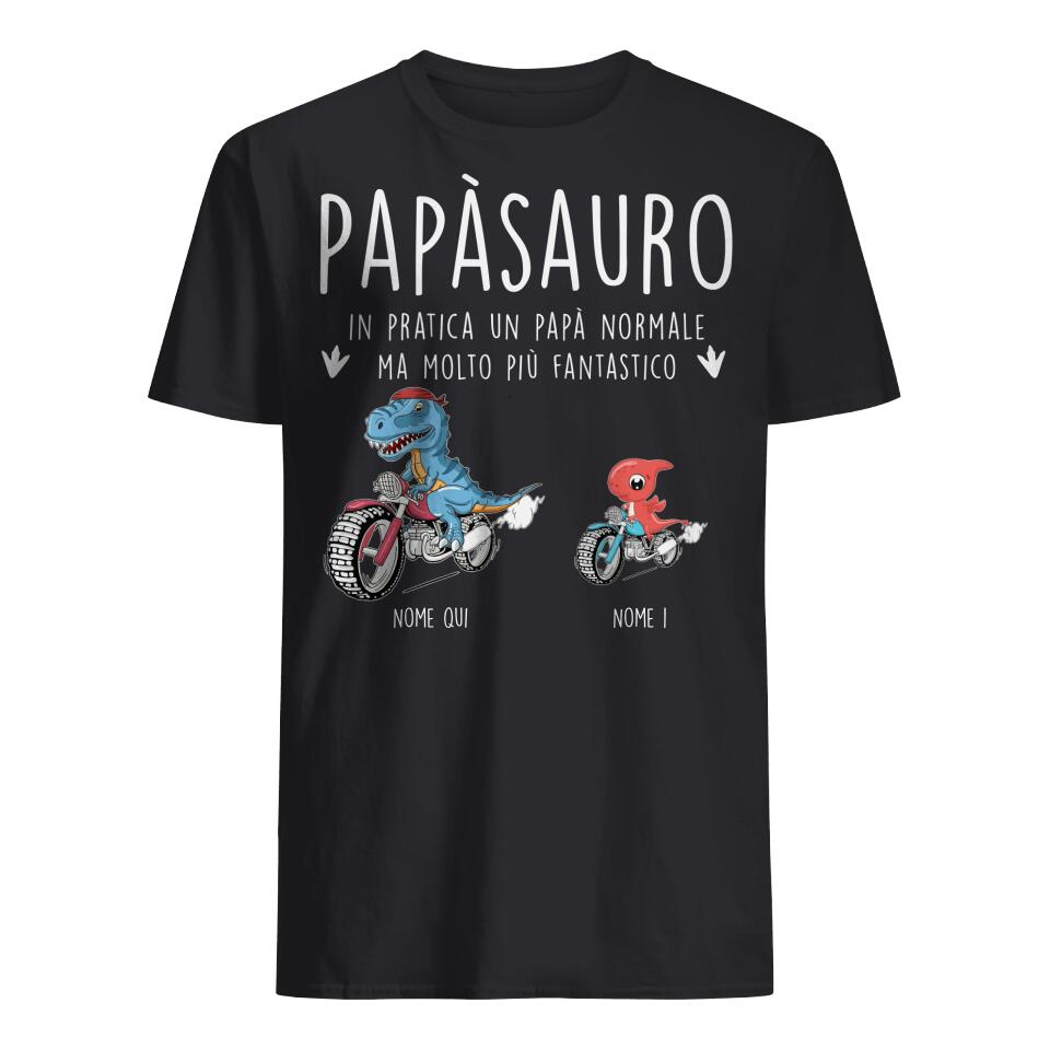 Maglietta personalizzata per Papà | Regalo personalizzato per Padre | Papàsauro Motociclo