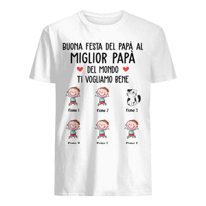 Maglietta personalizzata per Papà | Regalo personalizzato per padre | Buona Festa Del Papà Al Miglior Papà Del Mondo Ti Vogliamo Bene