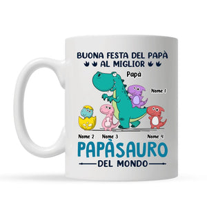 Taza personalizada para papá | Regalo personalizado para padre | Al mejor papasaurus del mundo.