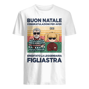 Maglietta personalizzata per Bonus Papà | Regalo personalizzato per Padre | Congratulazioni per aver ereditato dei leggendari figliastri