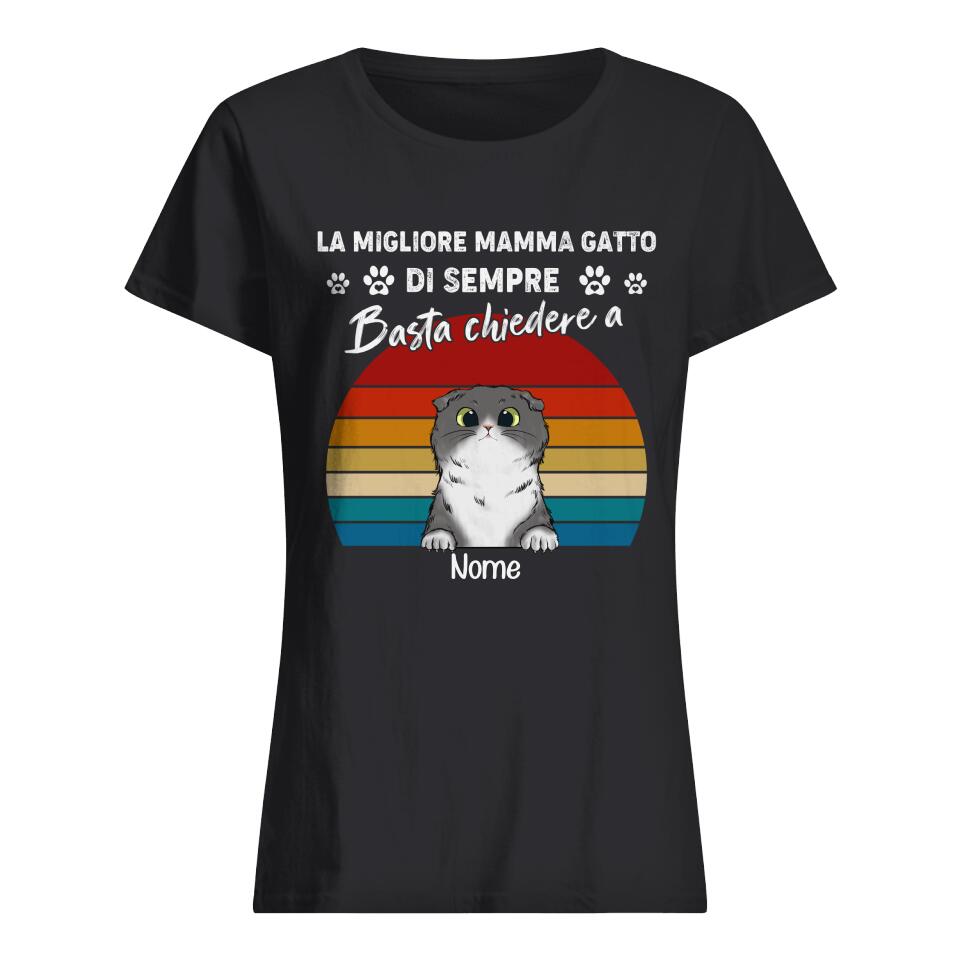 Camiseta personalizada para amantes de los gatos | Regalo personalizado para amantes de los gatos | La mejor mamá gata de todos los tiempos