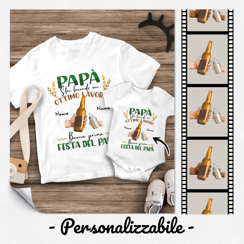 Maglietta personalizzata per Papà | Regalo personalizzato per Padre| Papà stai facendo un ottimo lavoro