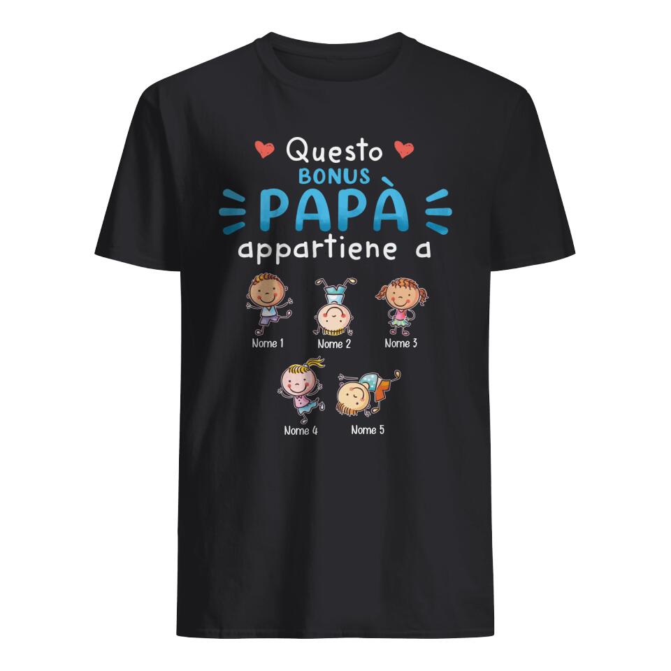 Maglietta personalizzata per Bonus papà | Regalo personalizzato per Bonus papà | Questo bonus papà appartiene a