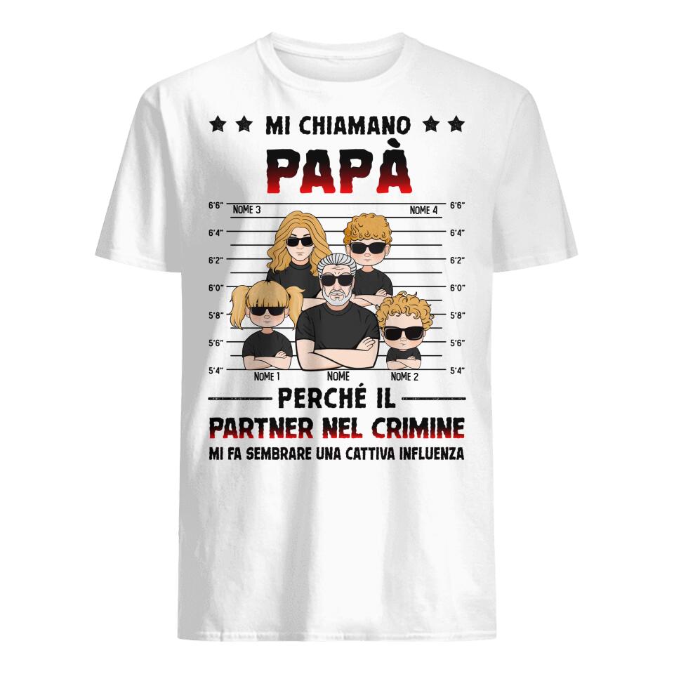 Camiseta personalizada para papá | Regalo personalizado para padre | Me llaman papá porque cómplice me hace parecer una mala influencia