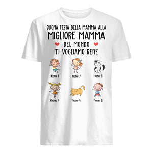 Camiseta personalizada para mamá | Regalo personalizado para madre | Feliz día de la madre a la mejor mamá del mundo, te amamos.