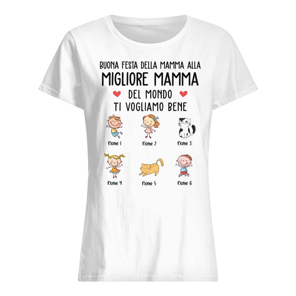 Camiseta personalizada para mamá | Regalo personalizado para madre | Feliz día de la madre a la mejor mamá del mundo, te amamos.