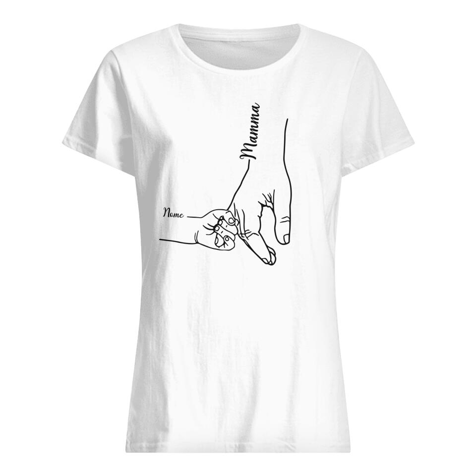 Camiseta personalizada para mamá | Regalo personalizado para madre | La mano de la madre y la mano del niño abrazadas