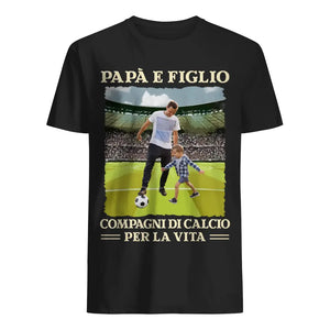 Camiseta personalizada para papá | Foto personalizada de papá e hijo/hija Compañeros de fútbol de por vida