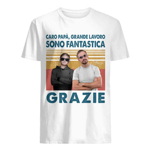 Camiseta personalizada para papá | Querido papá, gran trabajo somos increíbles gracias foto personalizada