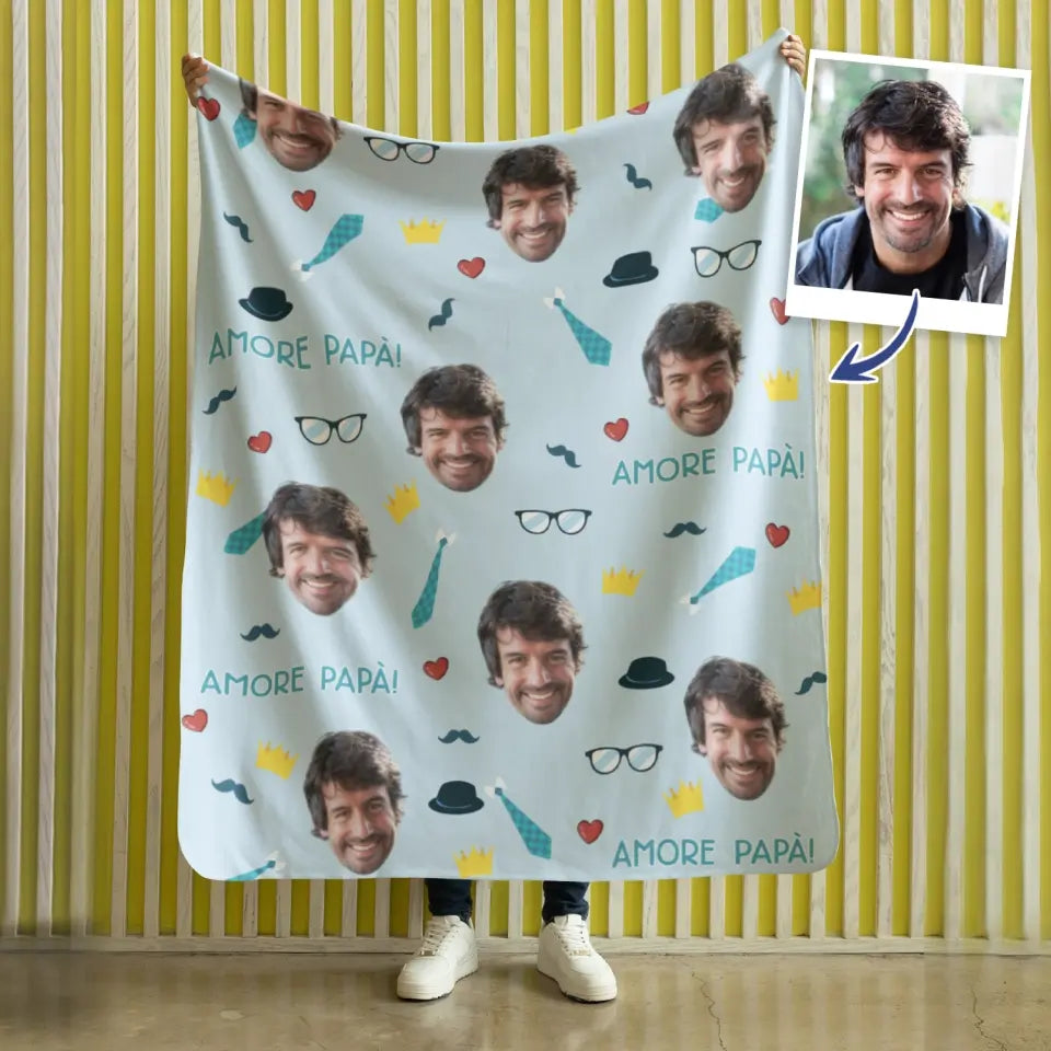 Coperta personalizzata per Papà | Amore Papà foto personalizzata