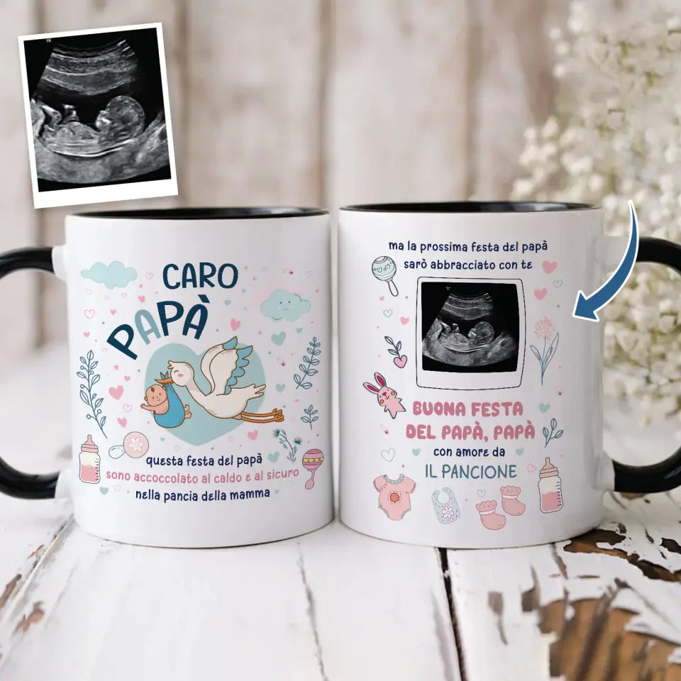 Tazza personalizzata per Papà | La prossima festa del papà sarò abbracciato con te