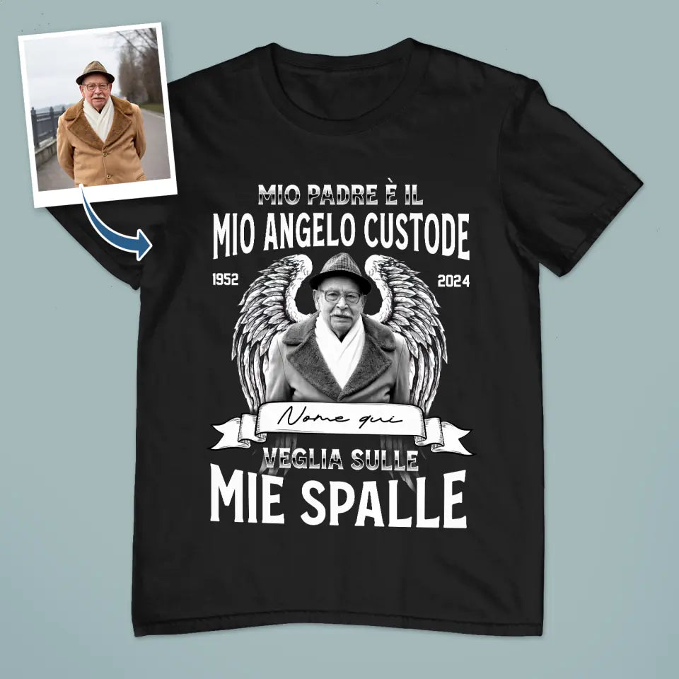 Camiseta personalizada para papá | mi padre es el
 Mi ángel de la guarda foto personalizada.