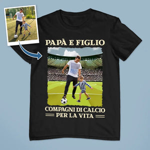 Camiseta personalizada para papá | Foto personalizada de papá e hijo/hija Compañeros de fútbol de por vida