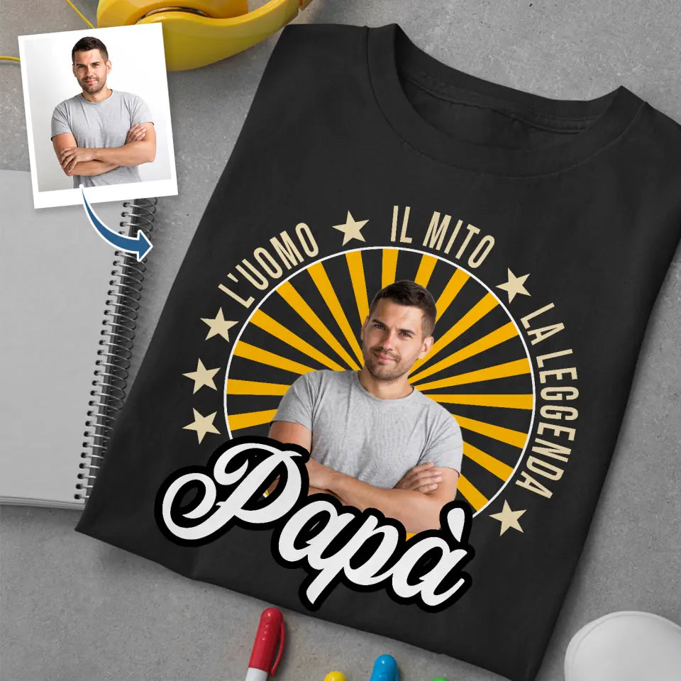 Camiseta personalizada para papá | El hombre, el mito, la leyenda Foto personalizada Papá