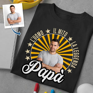 Camiseta personalizada para papá | El hombre, el mito, la leyenda Foto personalizada Papá