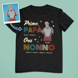 Maglietta personalizzata per Nonno | Primo papà Ora nonno foto personalizzata