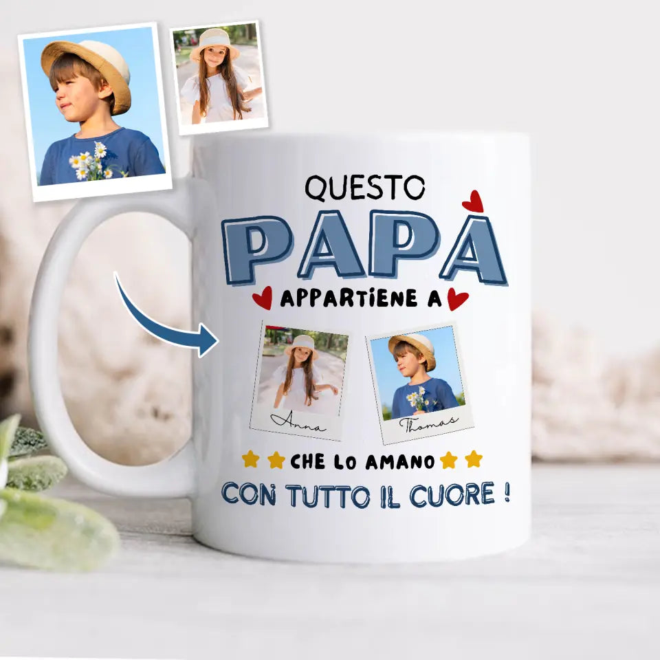 Taza personalizada para papá| ¡Que lo aman con todo su corazón!