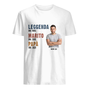 Maglietta personalizzata per Papà | Leggenda Marito Papà foto personalizzata