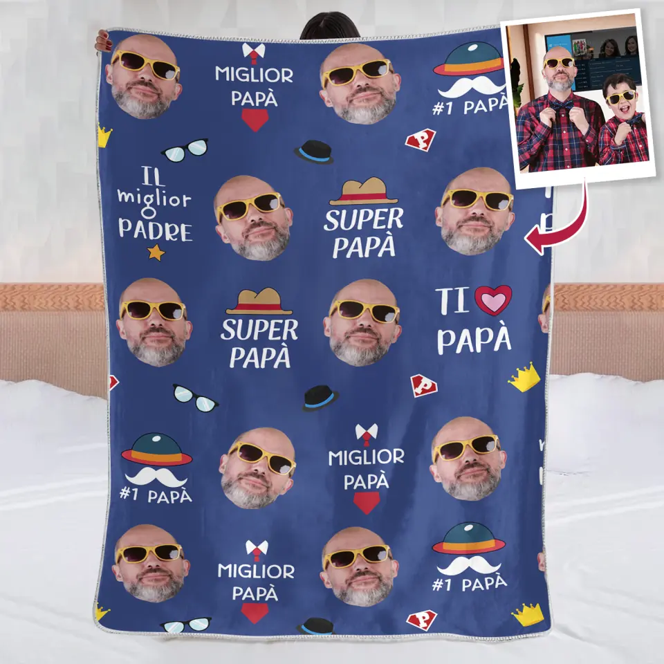 Manta personalizada para papá | La mejor foto personalizada de papá