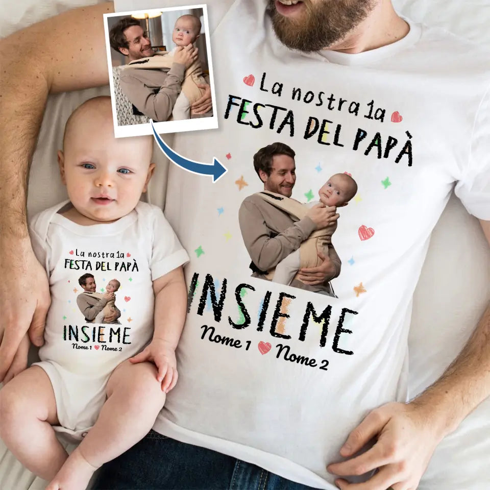 Maglietta personalizzata per Papà | La nostra 1a festa del papà insieme