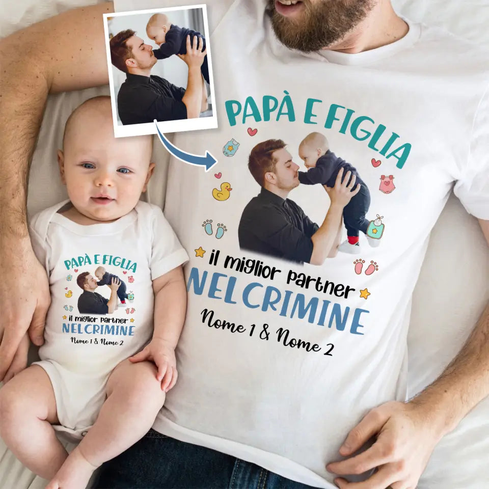 Camiseta personalizada para papá | Papá e hija/hijo El mejor cómplice del crimen