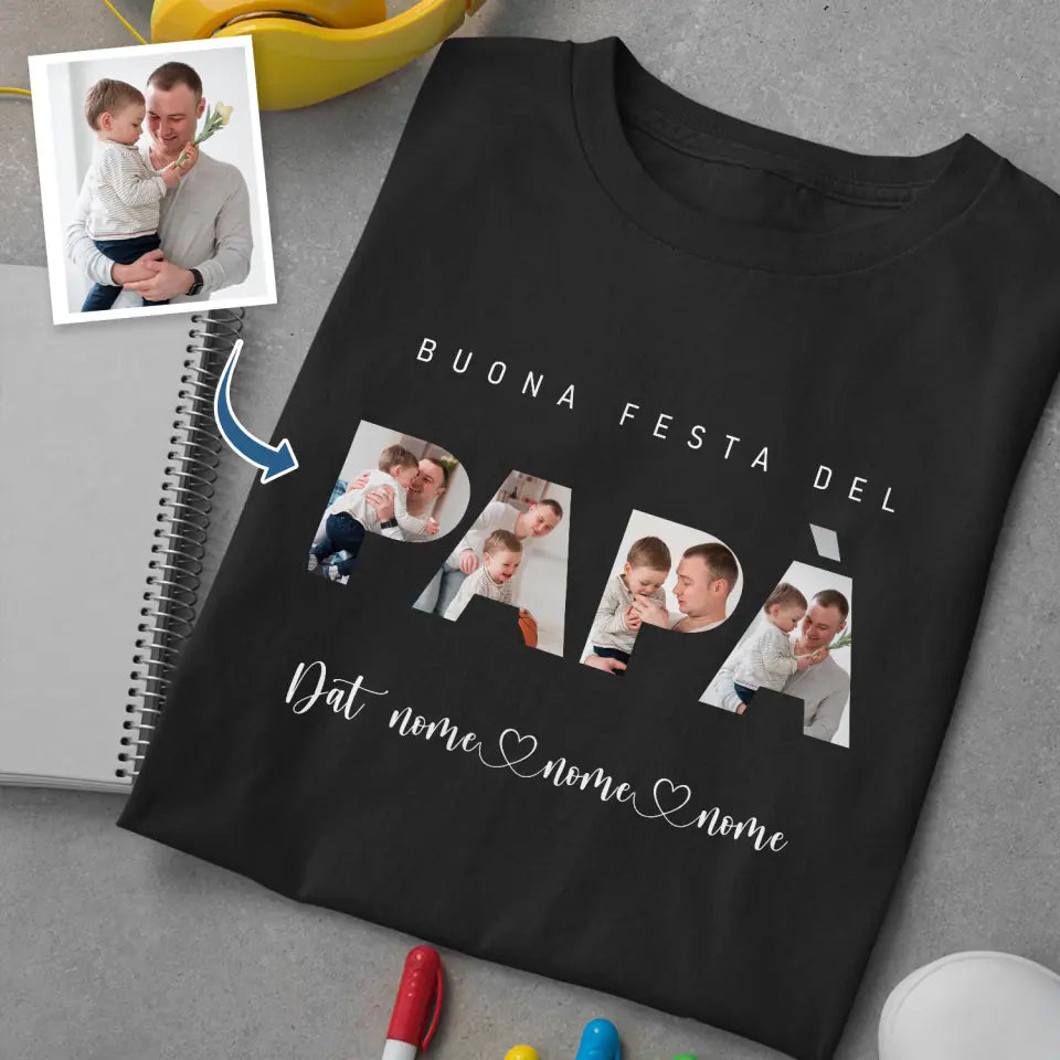 Camiseta personalizada para papá | Feliz día de San Valentín
 papá negro