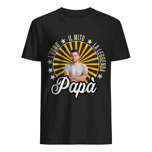 Camiseta personalizada para papá | El hombre, el mito, la leyenda Foto personalizada Papá