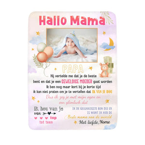 Hola mamá, manta polar personalizable para mamá